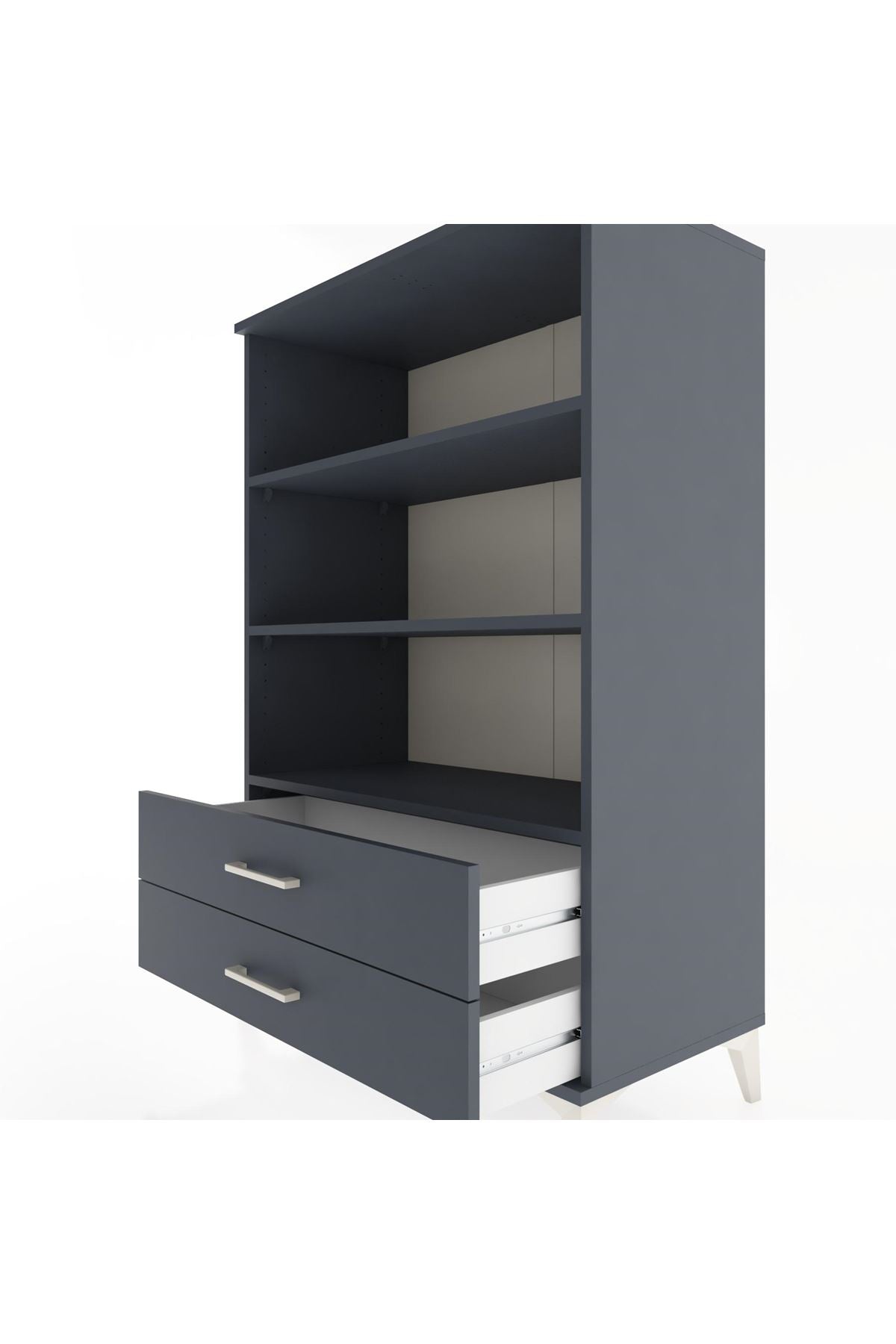 Hyperion Dolap 3 Raflı 2 Çekmeceli 88x44x134 Antrasit-Antrasit