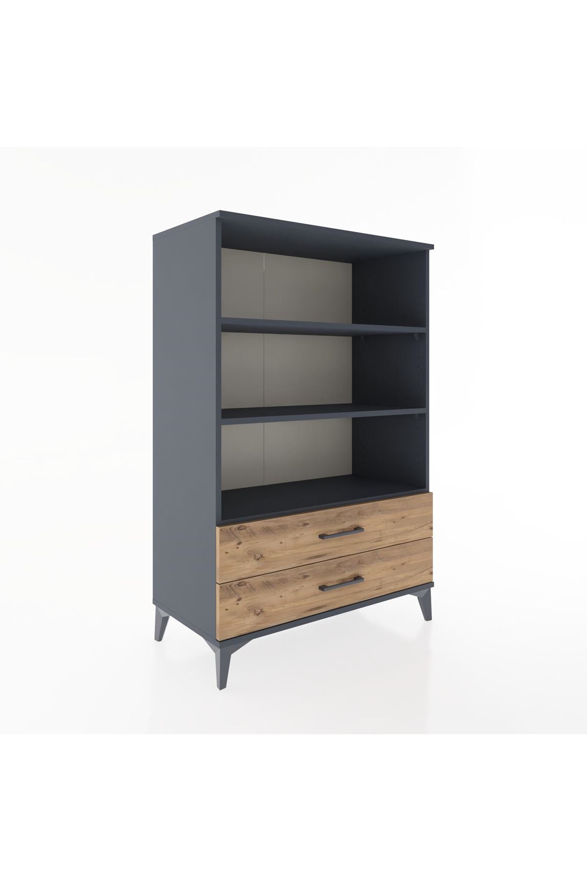 Hyperion Dolap 3 Raflı 2 Çekmeceli 88x44x134 Antrasit-Çam