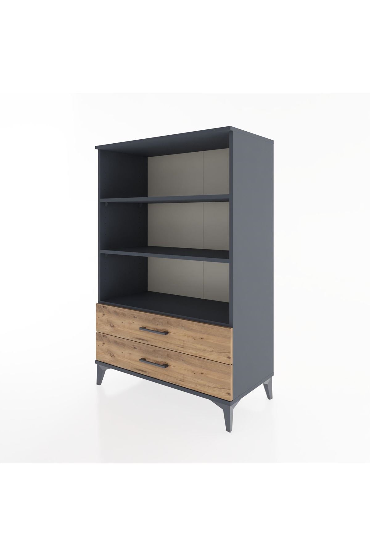 Hyperion Dolap 3 Raflı 2 Çekmeceli 88x44x134 Antrasit-Çam