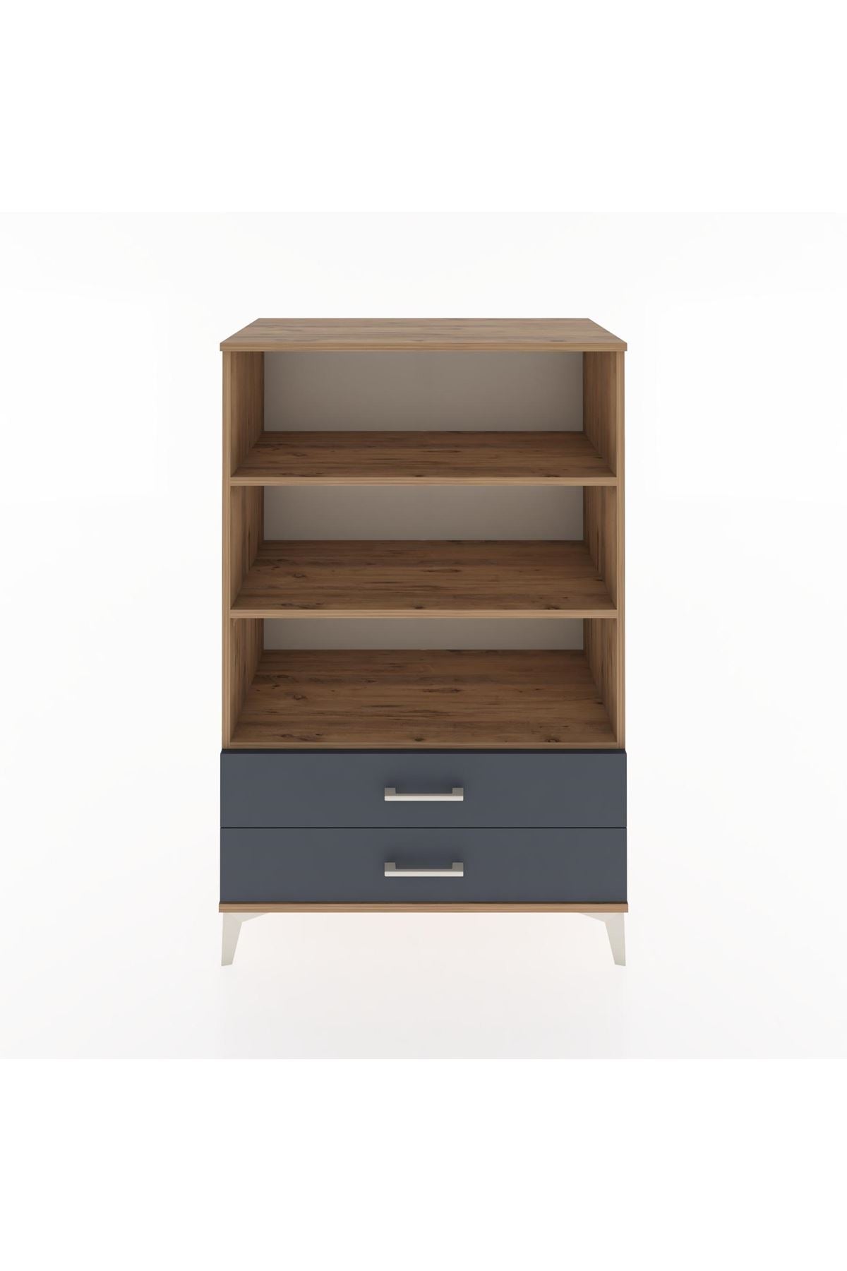 Hyperion Dolap 3 Raflı 2 Çekmeceli 88x44x134 Çam-Antrasit
