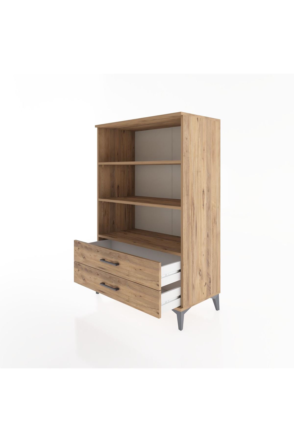 Hyperion Dolap 3 Raflı 2 Çekmeceli 88x44x134 Çam-Çam