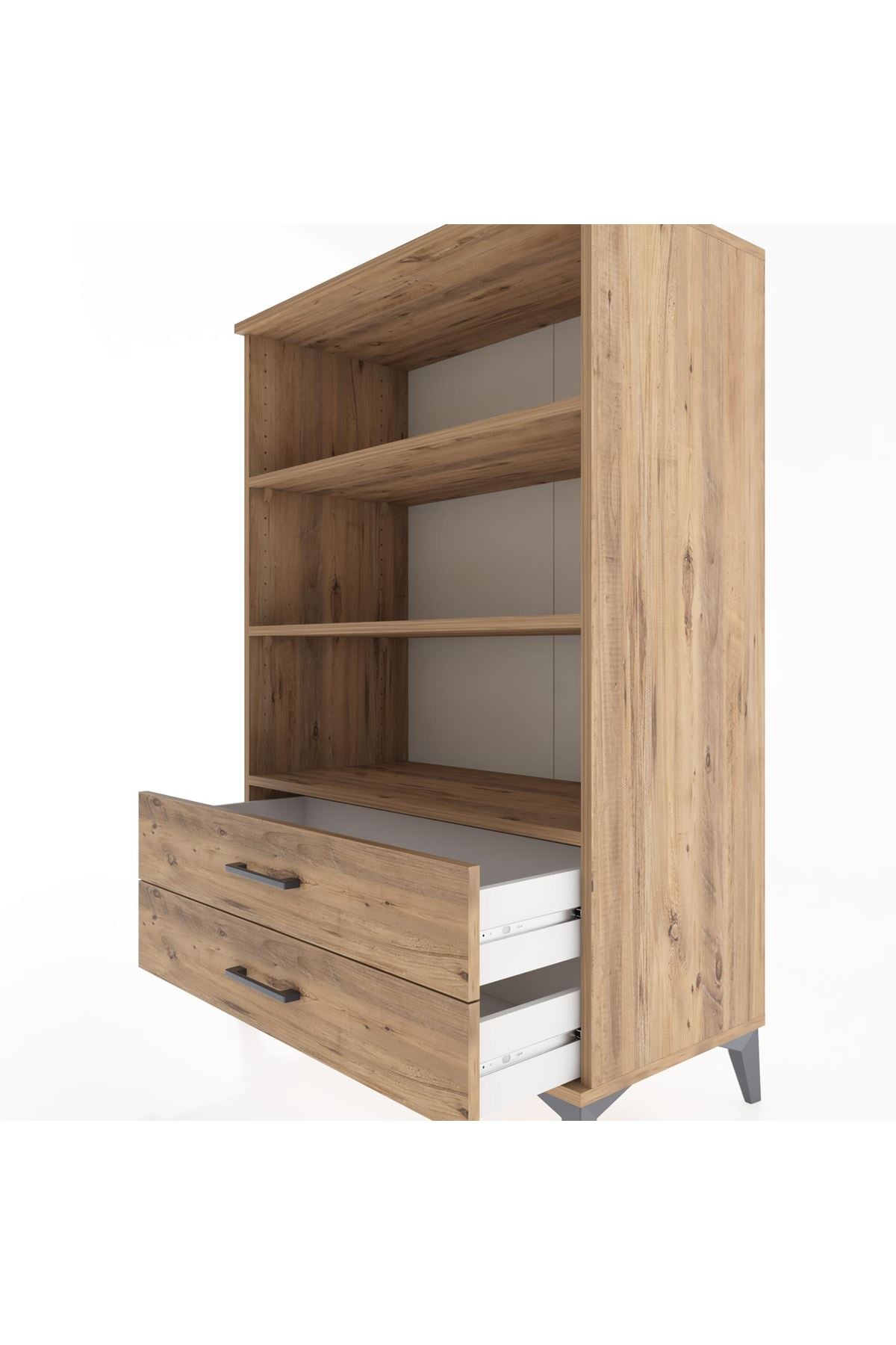 Hyperion Dolap 3 Raflı 2 Çekmeceli 88x44x134 Çam-Çam