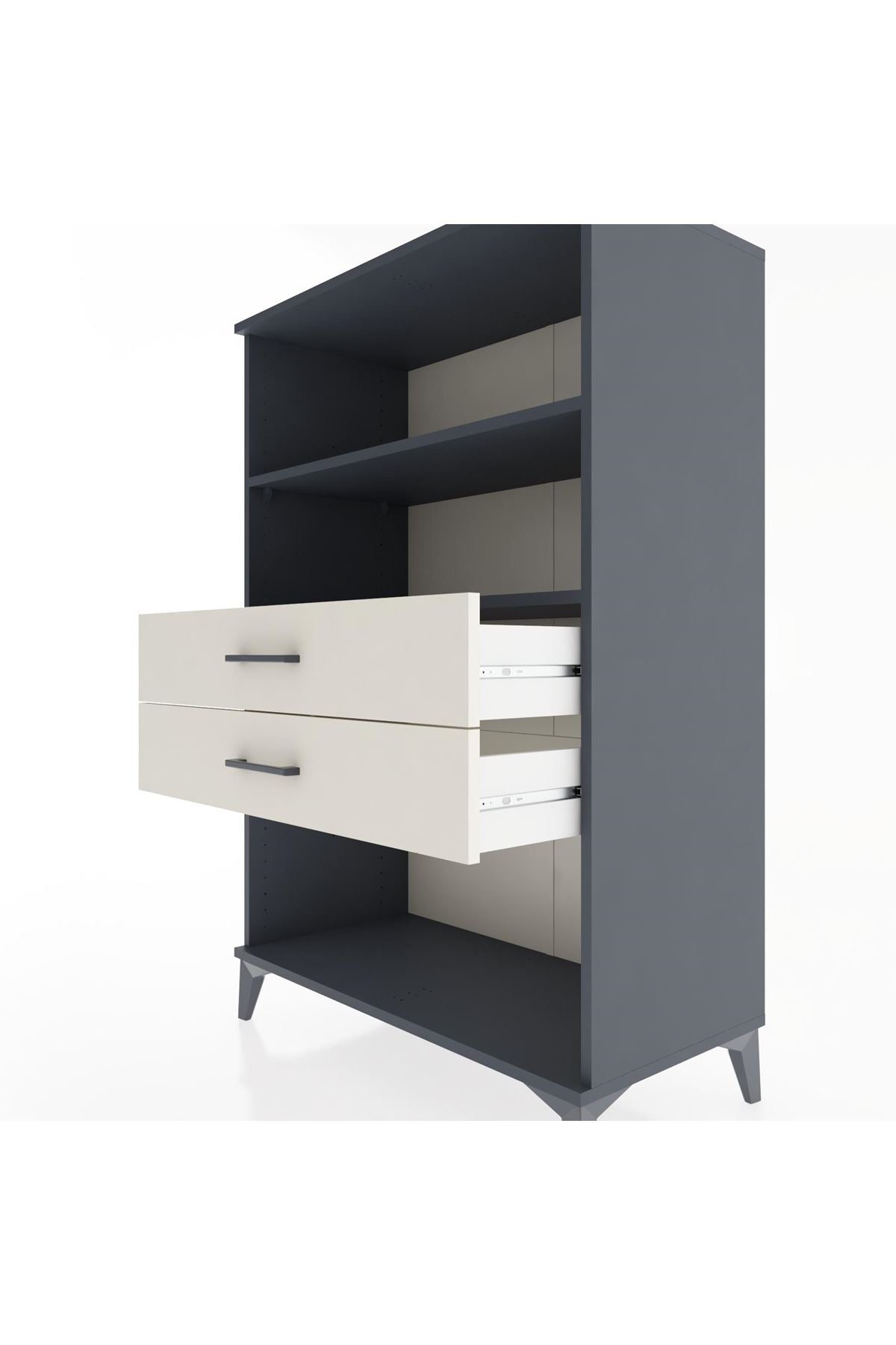 Hyperion Dolap 2 Raflı 2 Çekmeceli 88x44x134 Antrasit-Aytaşı
