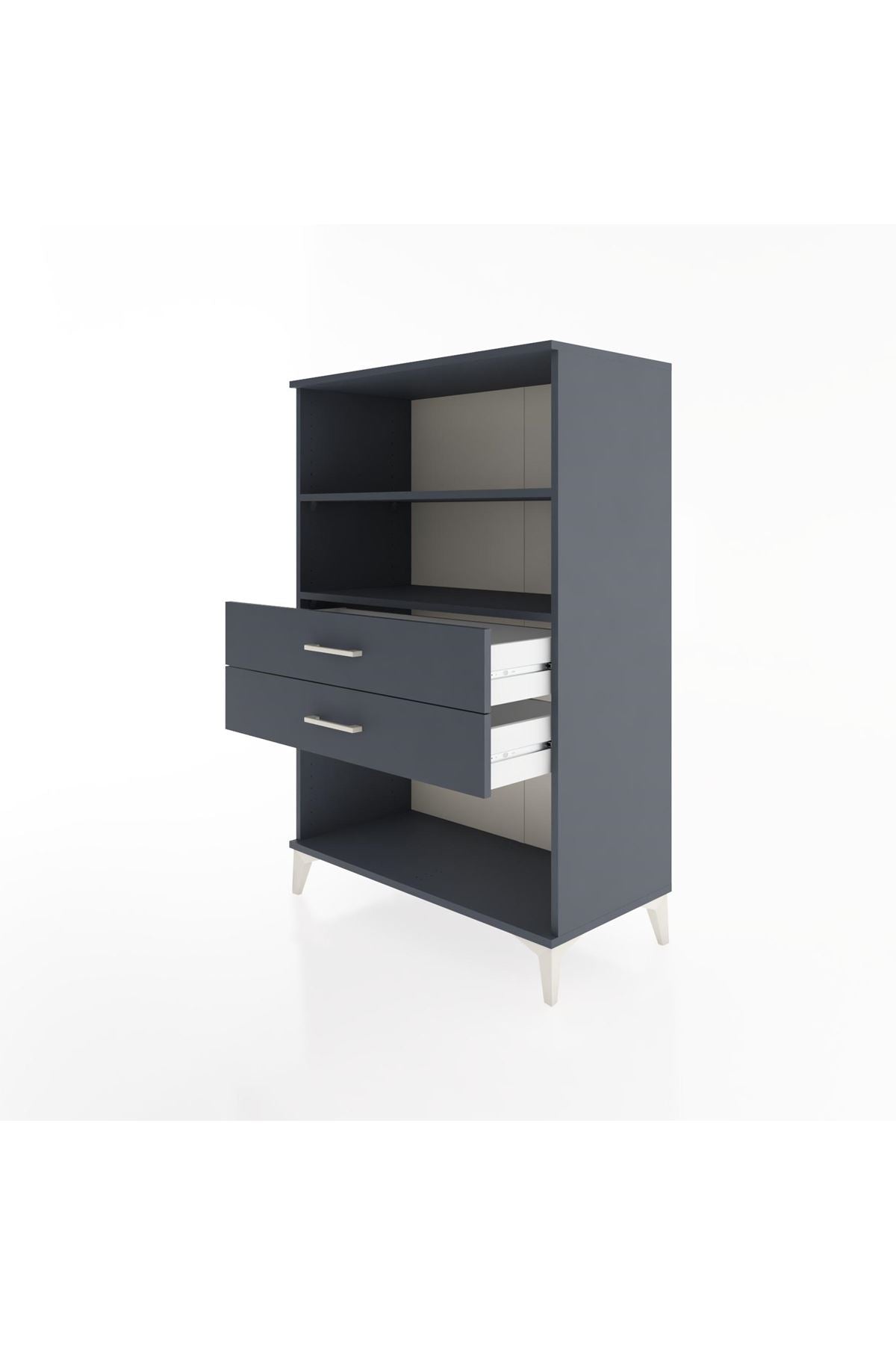 Hyperion Dolap 2 Raflı 2 Çekmeceli 88x44x134 Antrasit-Antrasit