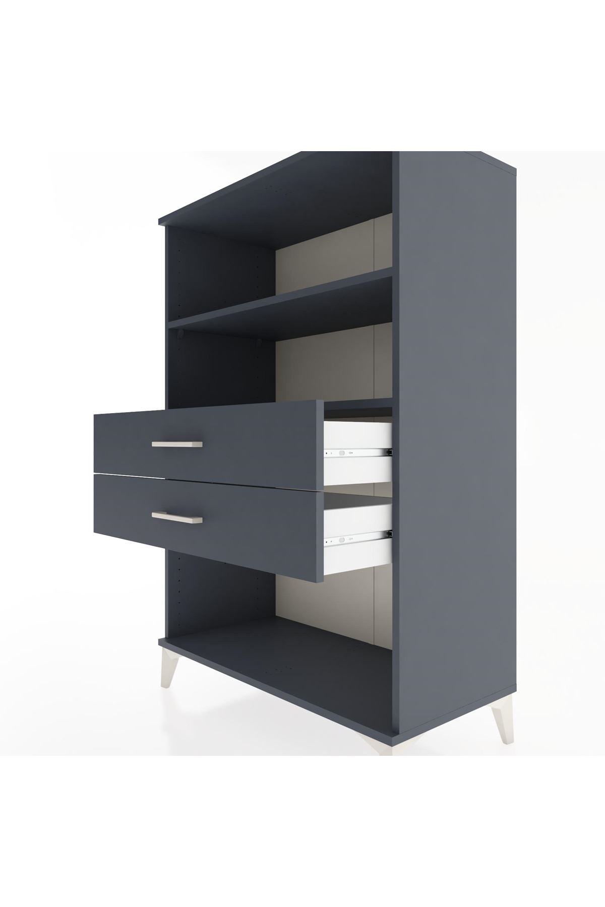 Hyperion Dolap 2 Raflı 2 Çekmeceli 88x44x134 Antrasit-Antrasit