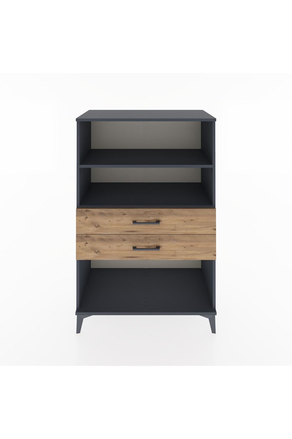 Hyperion Dolap 2 Raflı 2 Çekmeceli 88x44x134 Antrasit-Çam