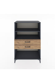 Hyperion Dolap 2 Raflı 2 Çekmeceli 88x44x134 Antrasit-Çam