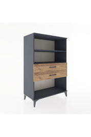 Hyperion Dolap 2 Raflı 2 Çekmeceli 88x44x134 Antrasit-Çam
