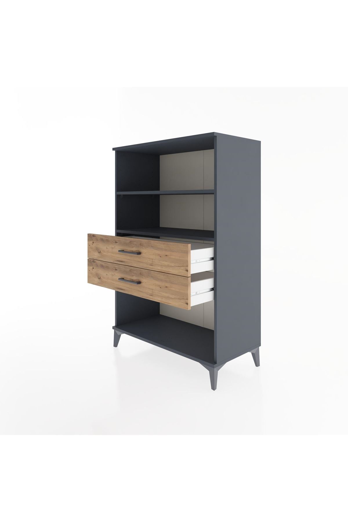 Hyperion Dolap 2 Raflı 2 Çekmeceli 88x44x134 Antrasit-Çam