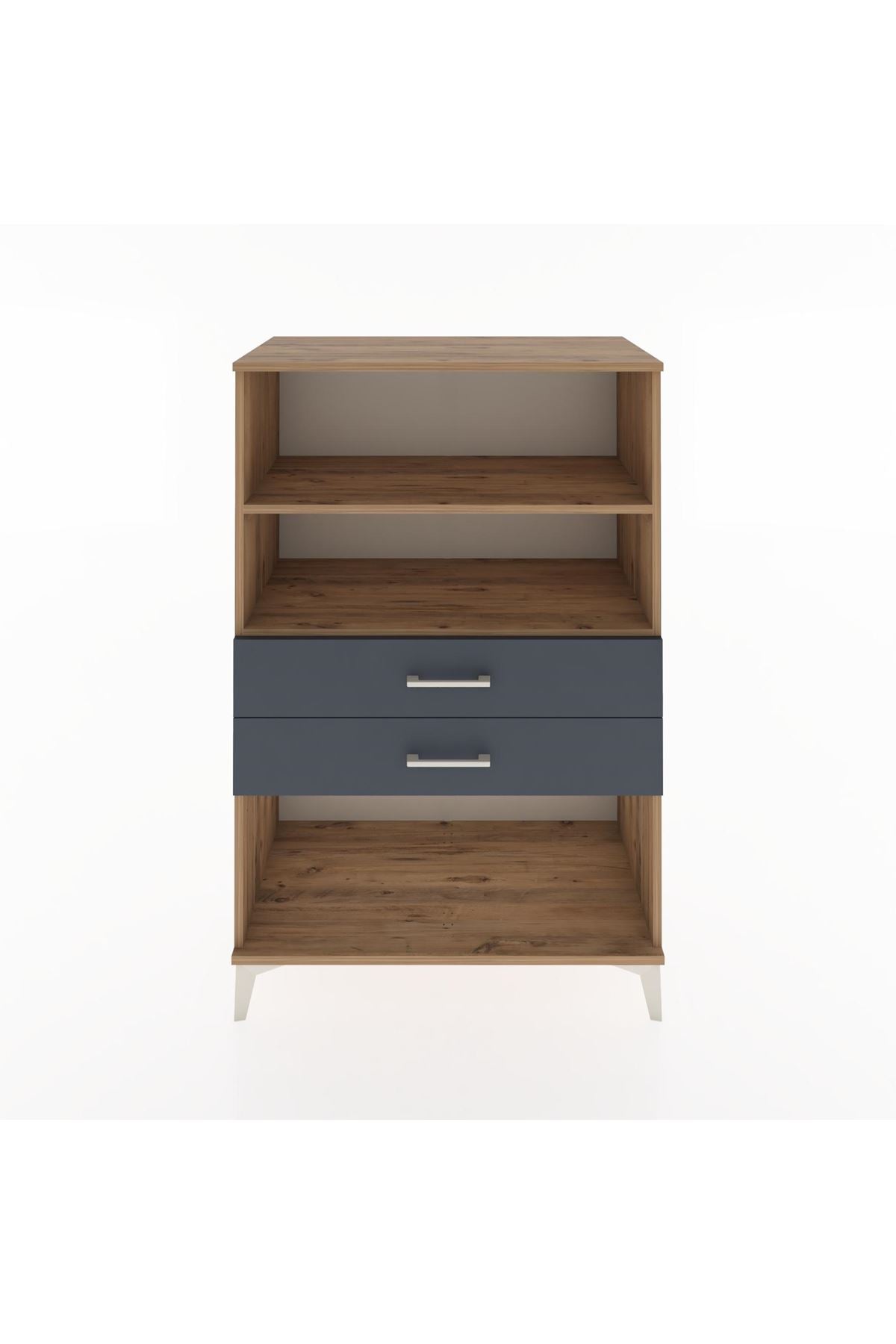 Hyperion Dolap 2 Raflı 2 Çekmeceli 88x44x134 Çam-Antrasit
