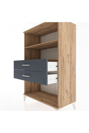 Hyperion Dolap 2 Raflı 2 Çekmeceli 88x44x134 Çam-Antrasit