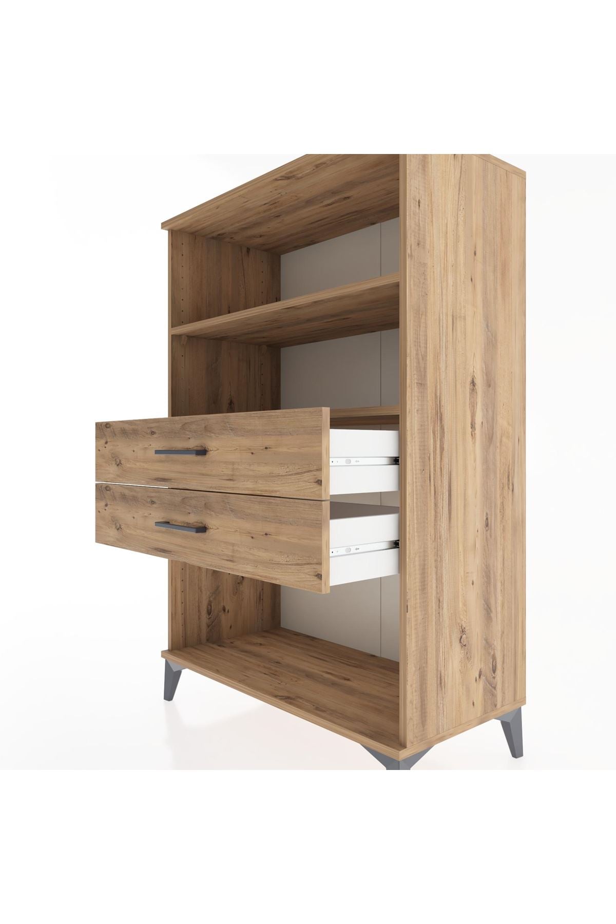 Hyperion Dolap 2 Raflı 2 Çekmeceli 88x44x134 Çam-Çam