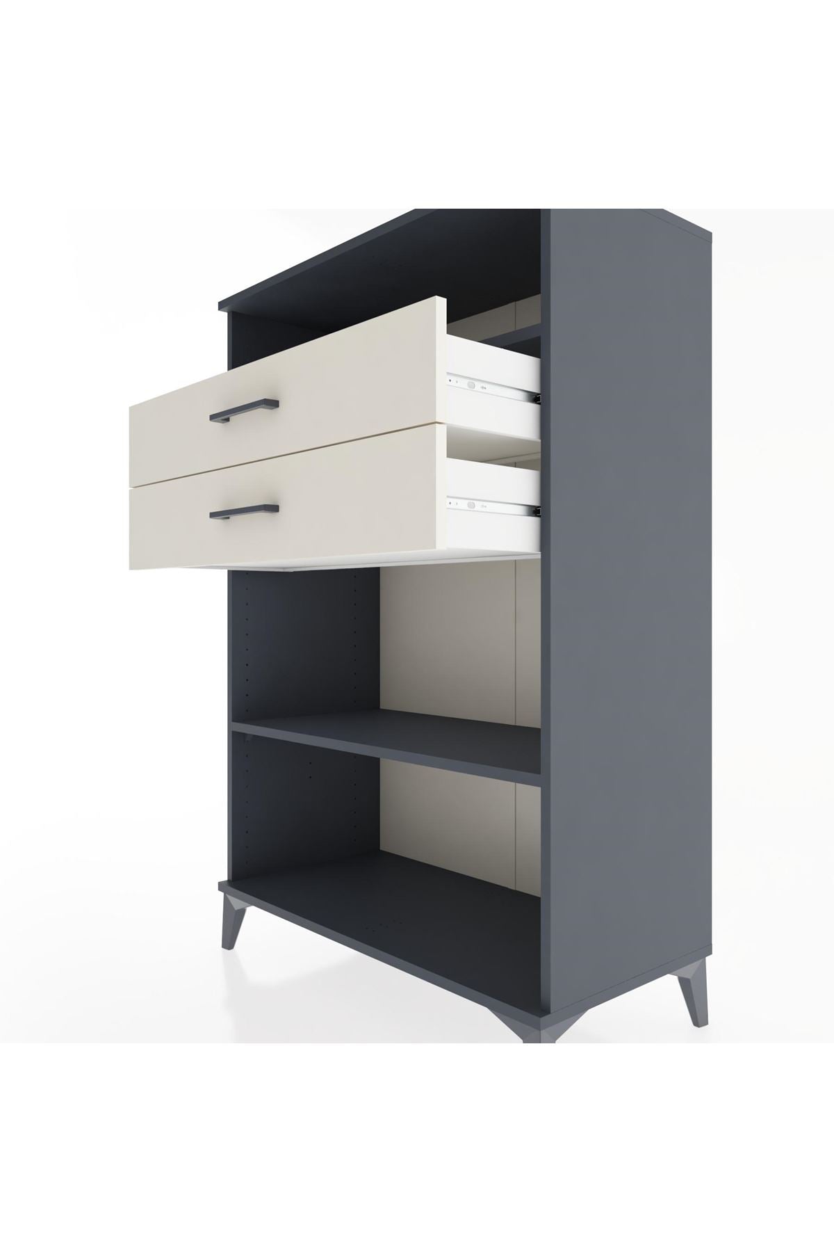 Hyperion Dolap 2 Raflı 2 Çekmeceli 88x44x134 Antrasit-Aytaşı