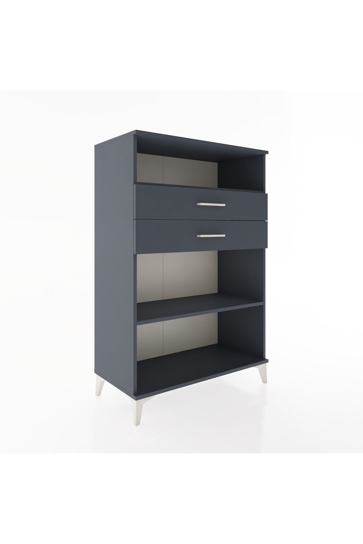 Hyperion Dolap 2 Raflı 2 Çekmeceli 88x44x134 Antrasit-Antrasit