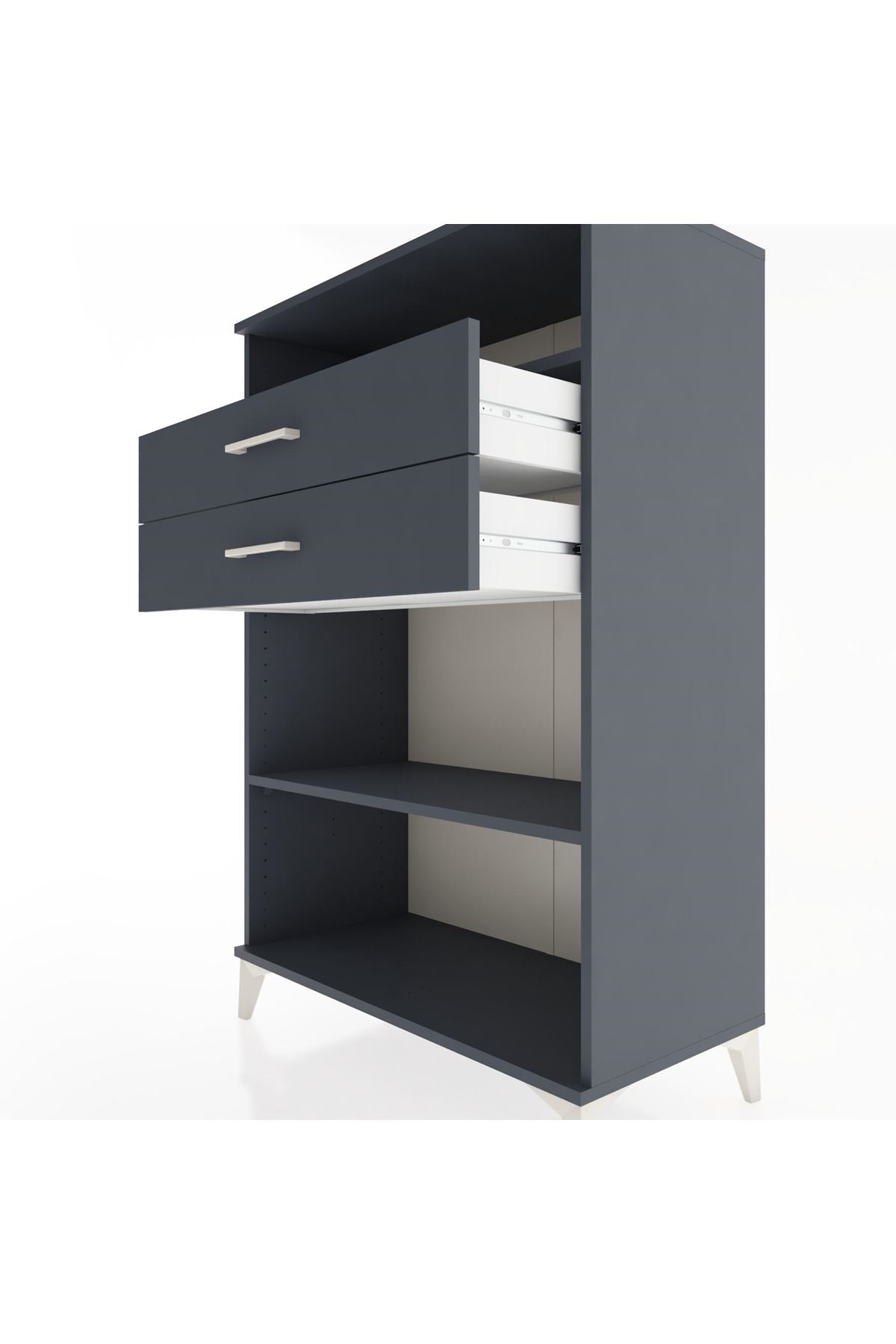 Hyperion Dolap 2 Raflı 2 Çekmeceli 88x44x134 Antrasit-Antrasit