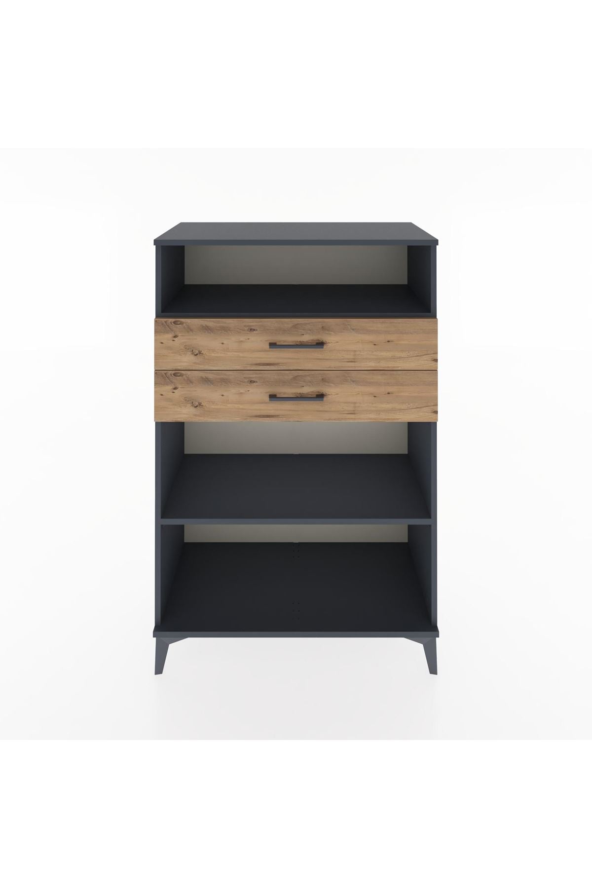 Hyperion Dolap 2 Raflı 2 Çekmeceli 88x44x134 Antrasit-Çam
