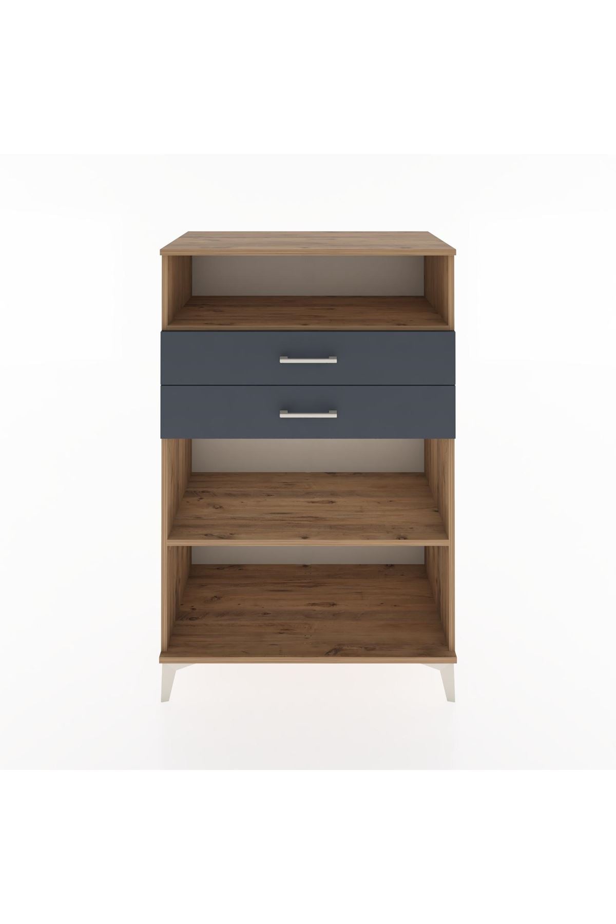 Hyperion Dolap 2 Raflı 2 Çekmeceli 88x44x134 Çam-Antrasit