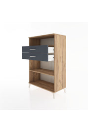 Hyperion Dolap 2 Raflı 2 Çekmeceli 88x44x134 Çam-Antrasit