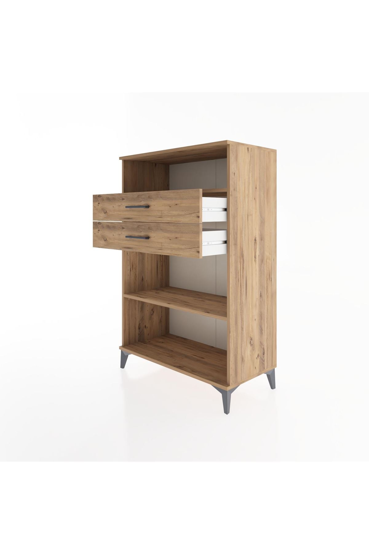 Hyperion Dolap 2 Raflı 2 Çekmeceli 88x44x134 Çam-Çam