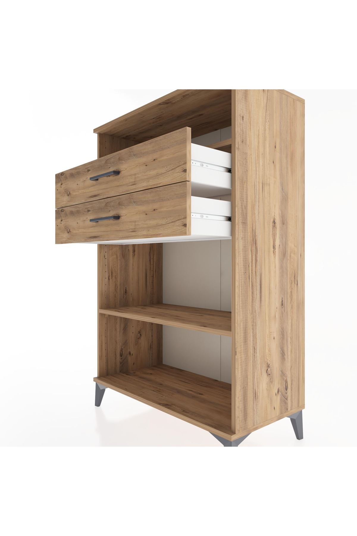 Hyperion Dolap 2 Raflı 2 Çekmeceli 88x44x134 Çam-Çam