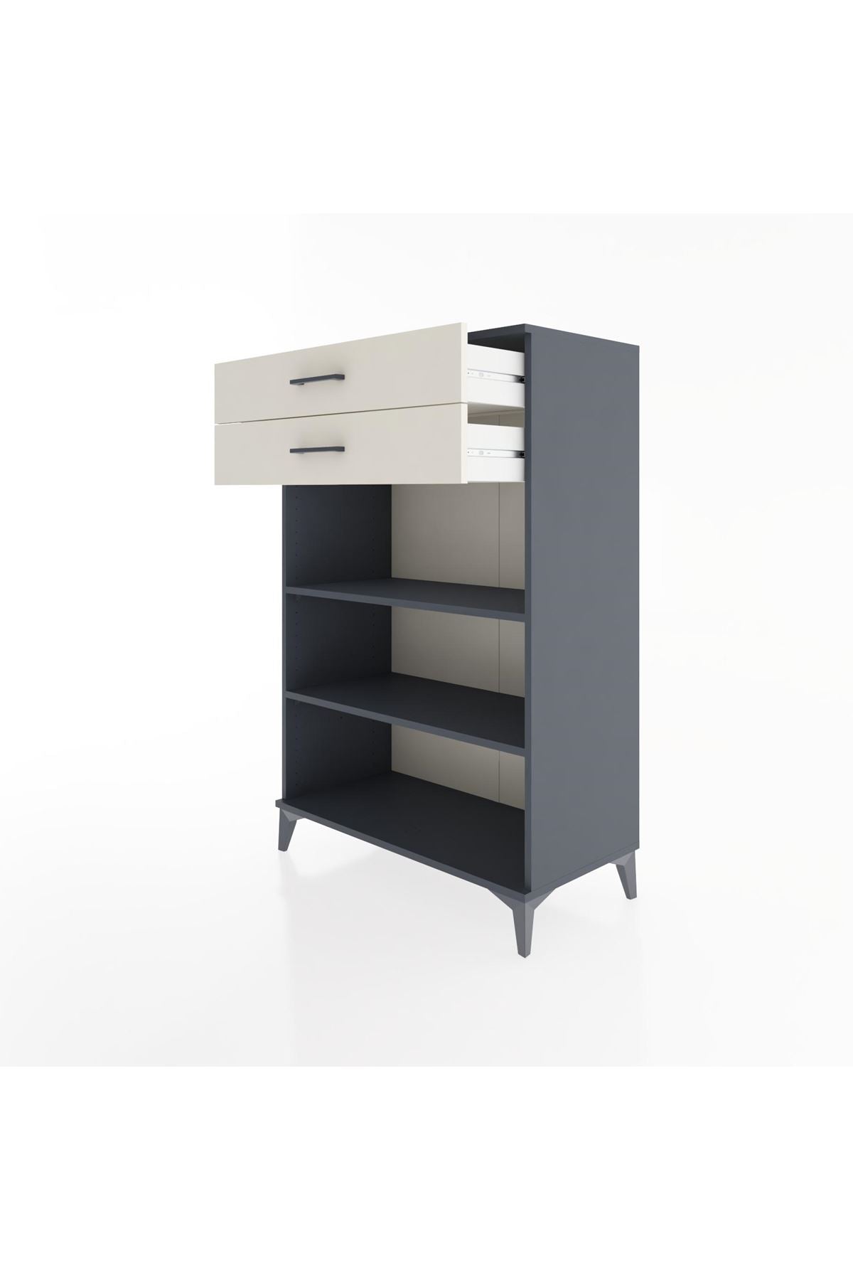 Hyperion Dolap 2 Raflı 2 Çekmeceli 88x44x134 Antrasit-Aytaşı