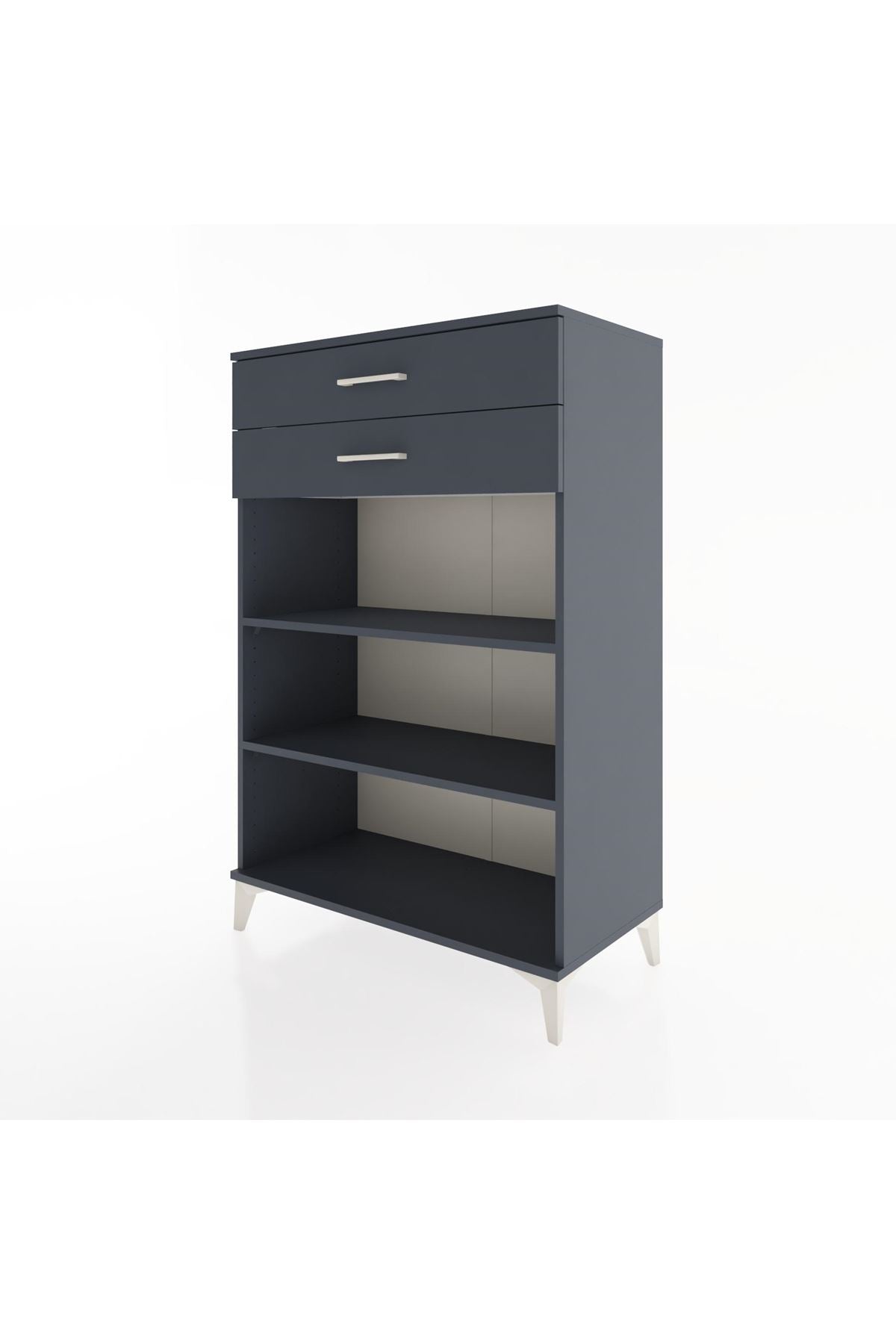 Hyperion Dolap 2 Raflı 2 Çekmeceli 88x44x134 Antrasit-Antrasit