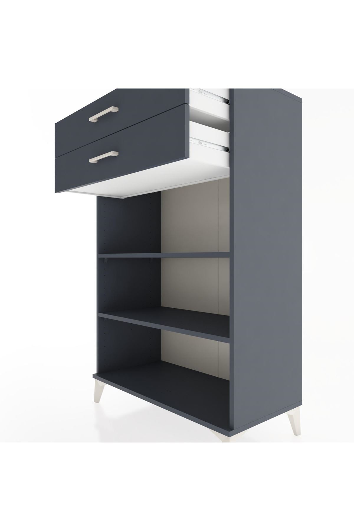 Hyperion Dolap 2 Raflı 2 Çekmeceli 88x44x134 Antrasit-Antrasit