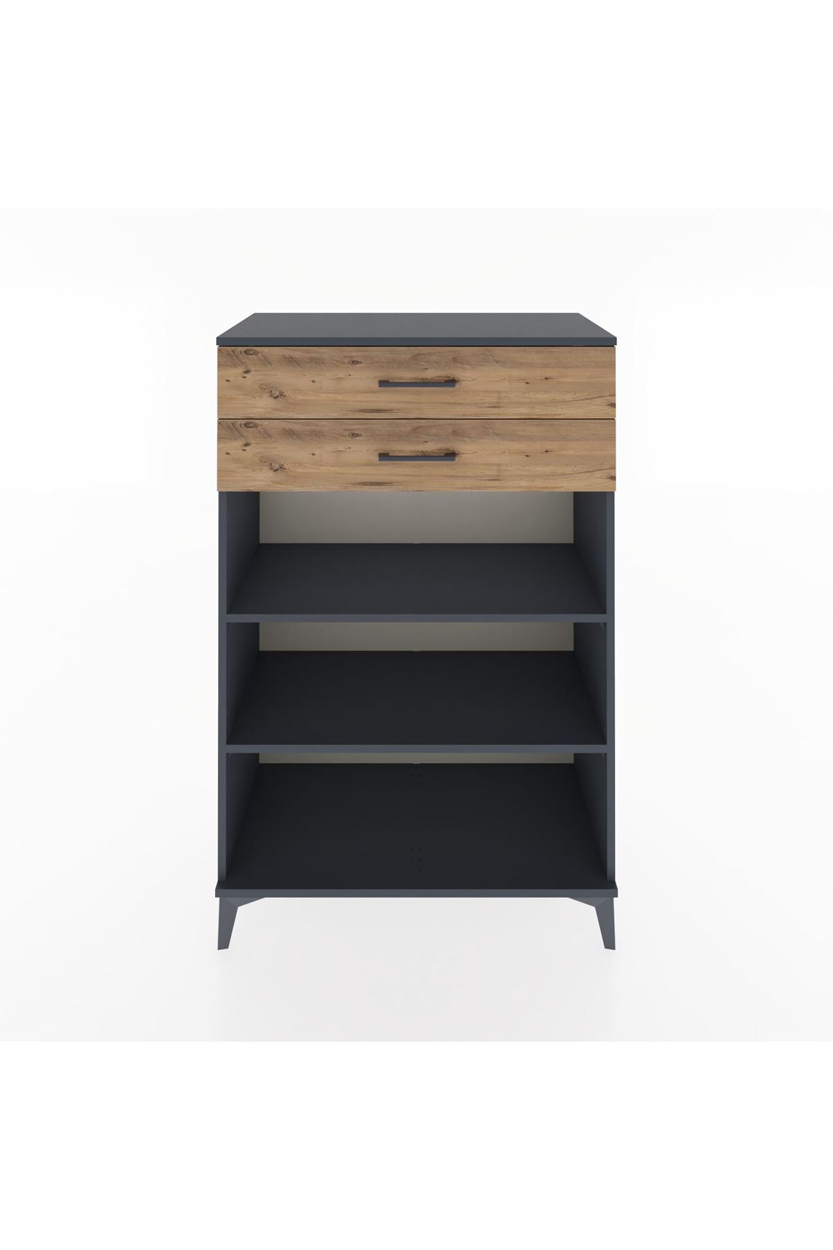 Hyperion Dolap 2 Raflı 2 Çekmeceli 88x44x134 Antrasit-Çam