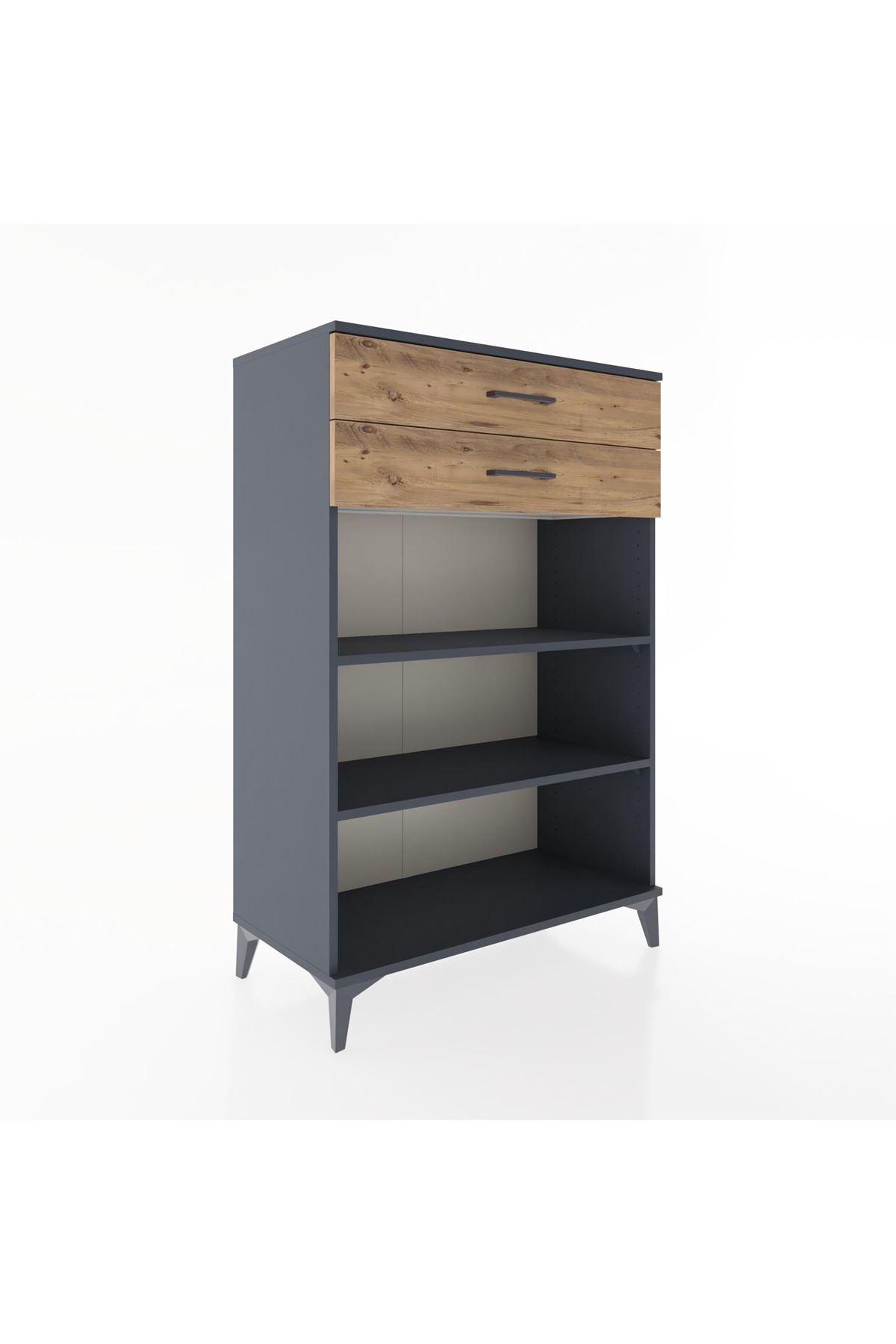 Hyperion Dolap 2 Raflı 2 Çekmeceli 88x44x134 Antrasit-Çam