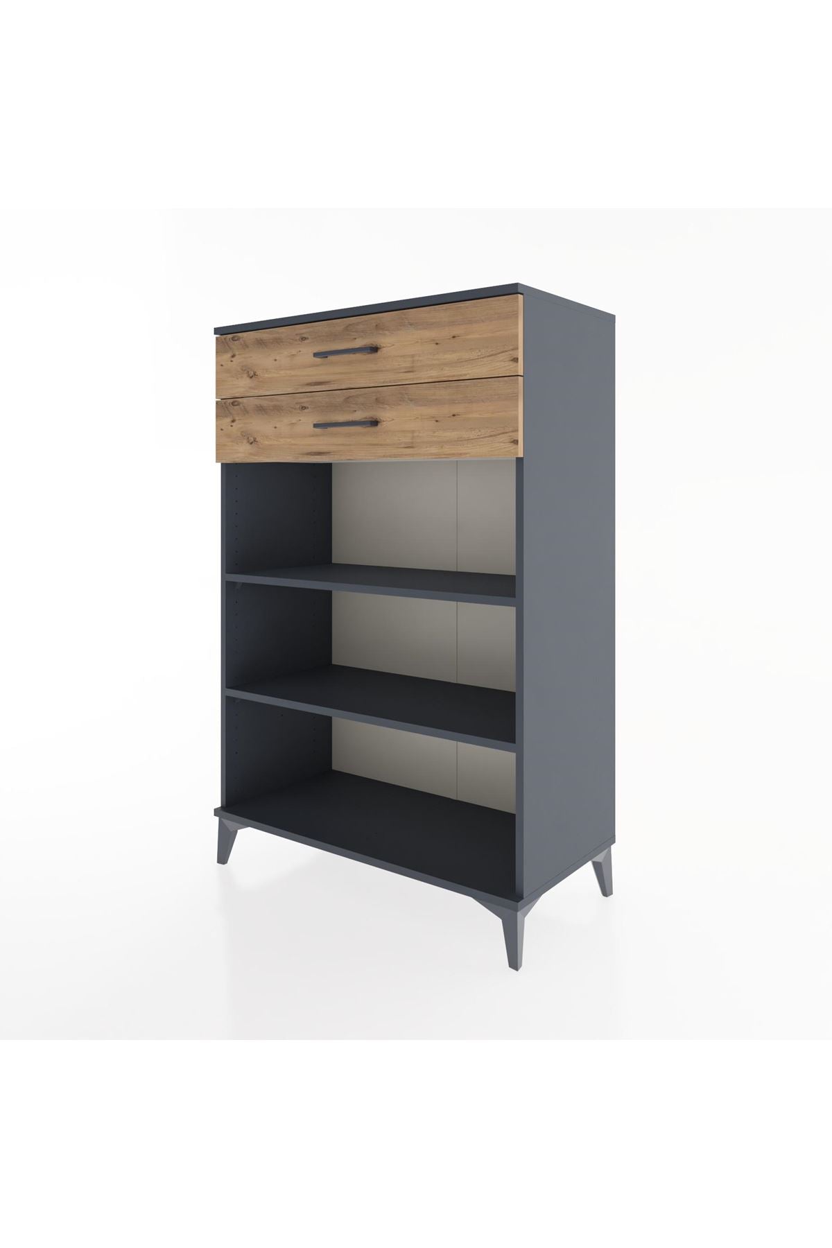 Hyperion Dolap 2 Raflı 2 Çekmeceli 88x44x134 Antrasit-Çam