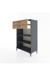Hyperion Dolap 2 Raflı 2 Çekmeceli 88x44x134 Antrasit-Çam