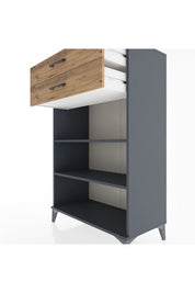 Hyperion Dolap 2 Raflı 2 Çekmeceli 88x44x134 Antrasit-Çam