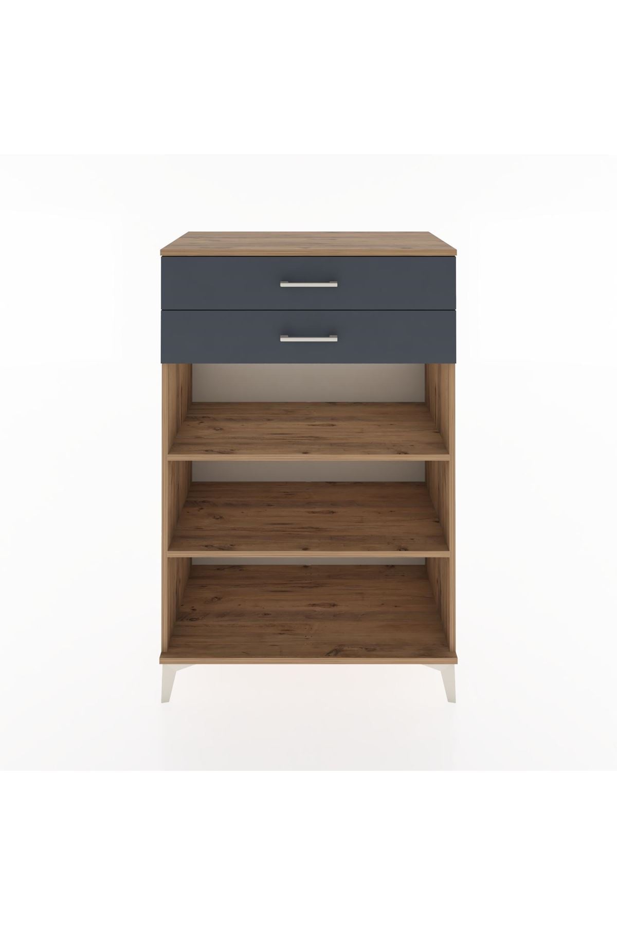 Hyperion Dolap 2 Raflı 2 Çekmeceli 88x44x134 Çam-Antrasit