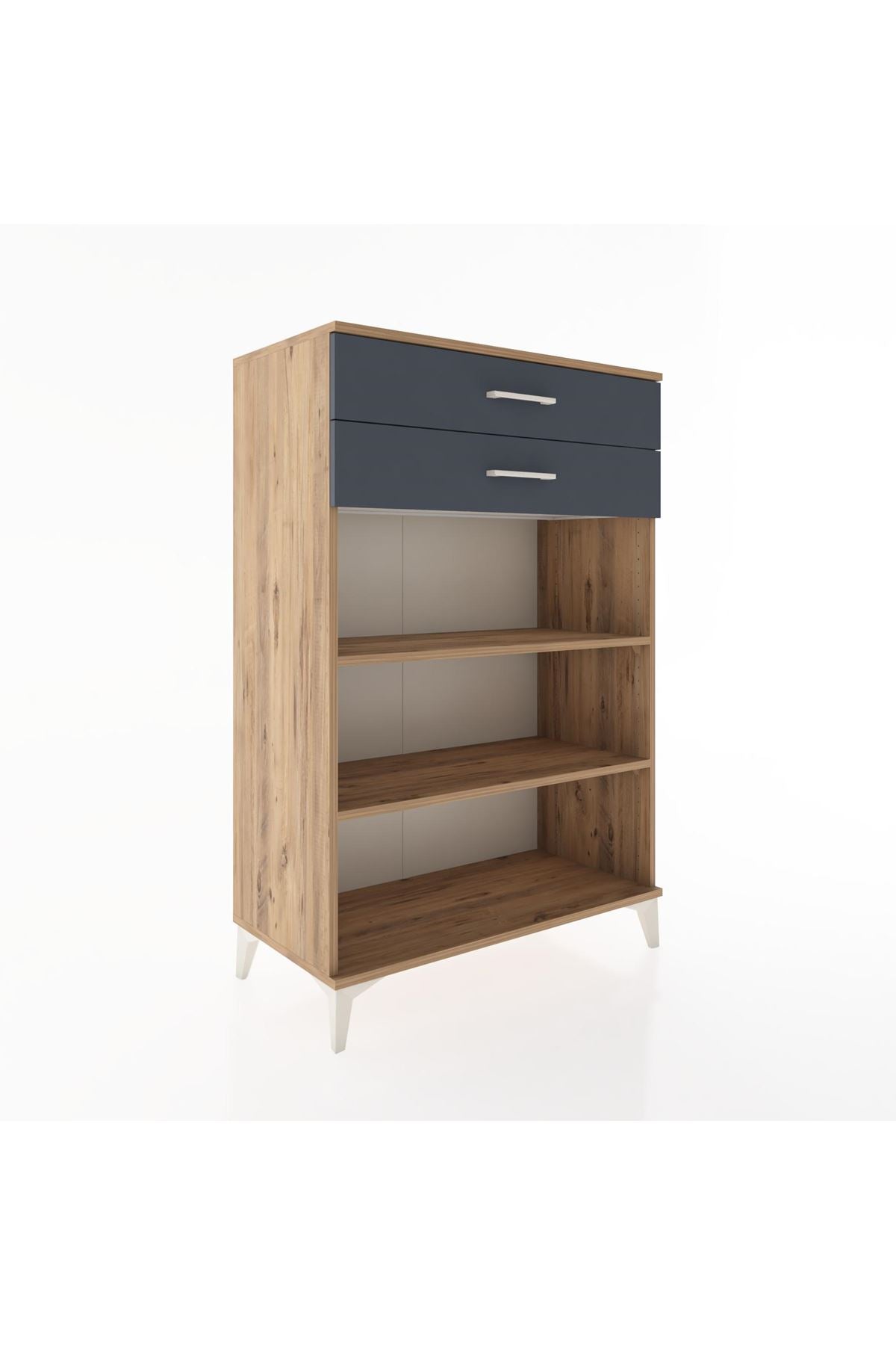 Hyperion Dolap 2 Raflı 2 Çekmeceli 88x44x134 Çam-Antrasit