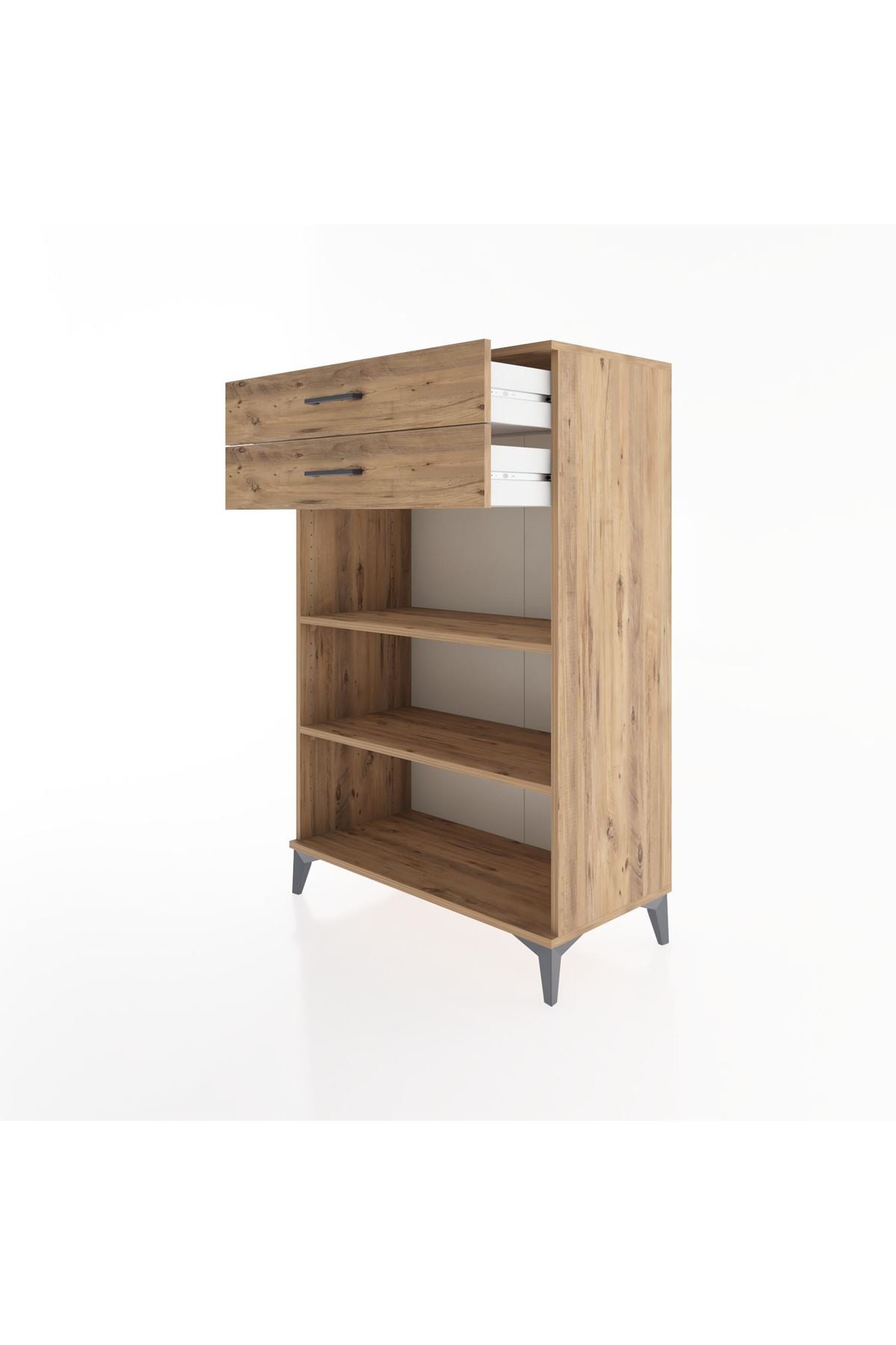 Hyperion Dolap 2 Raflı 2 Çekmeceli 88x44x134 Çam-Çam