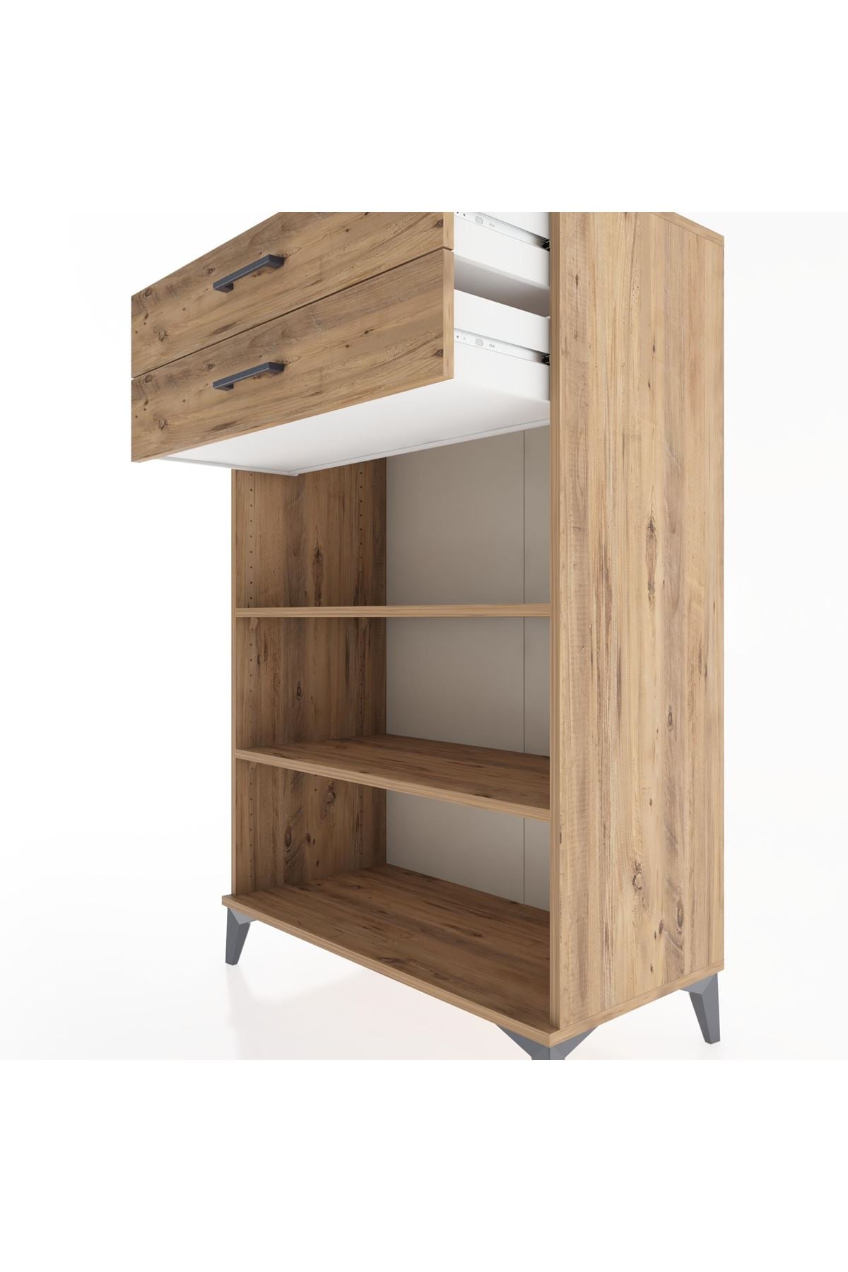 Hyperion Dolap 2 Raflı 2 Çekmeceli 88x44x134 Çam-Çam