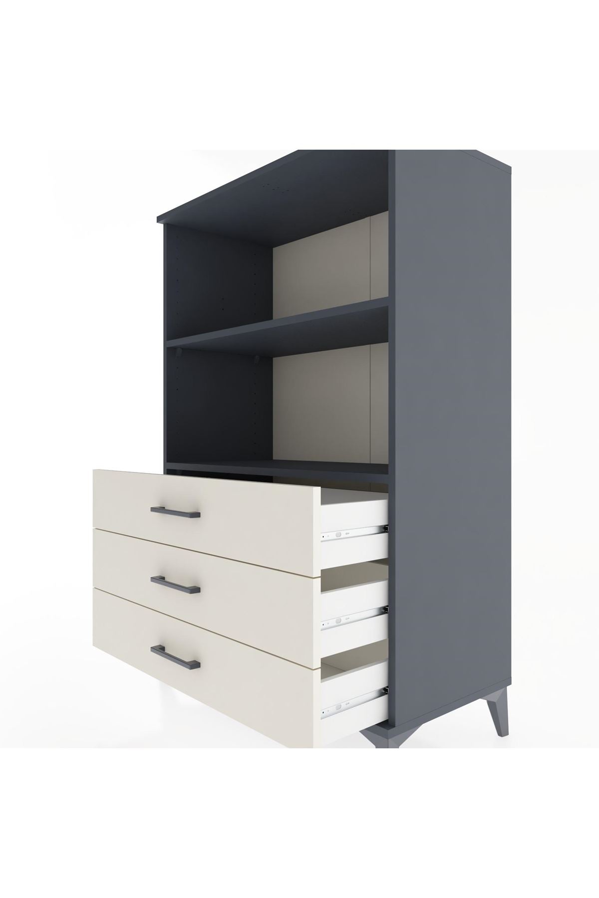 Hyperion Dolap 2 Raflı 3 Çekmeceli 88x44x134 Antrasit-Aytaşı