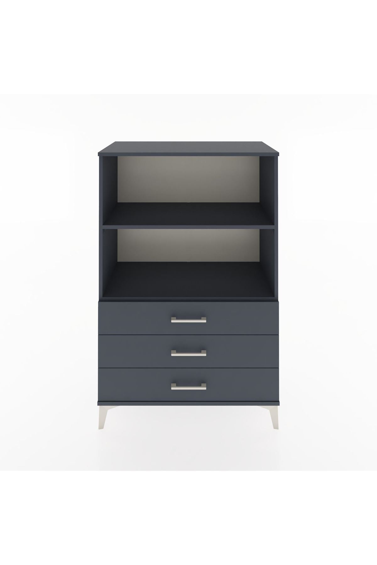 Hyperion Dolap 2 Raflı 3 Çekmeceli 88x44x134 Antrasit-Antrasit