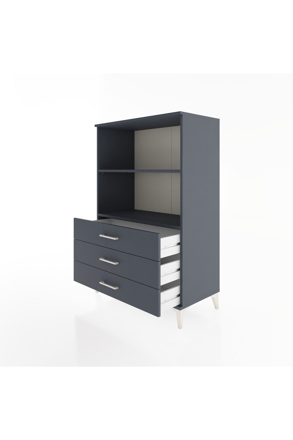 Hyperion Dolap 2 Raflı 3 Çekmeceli 88x44x134 Antrasit-Antrasit