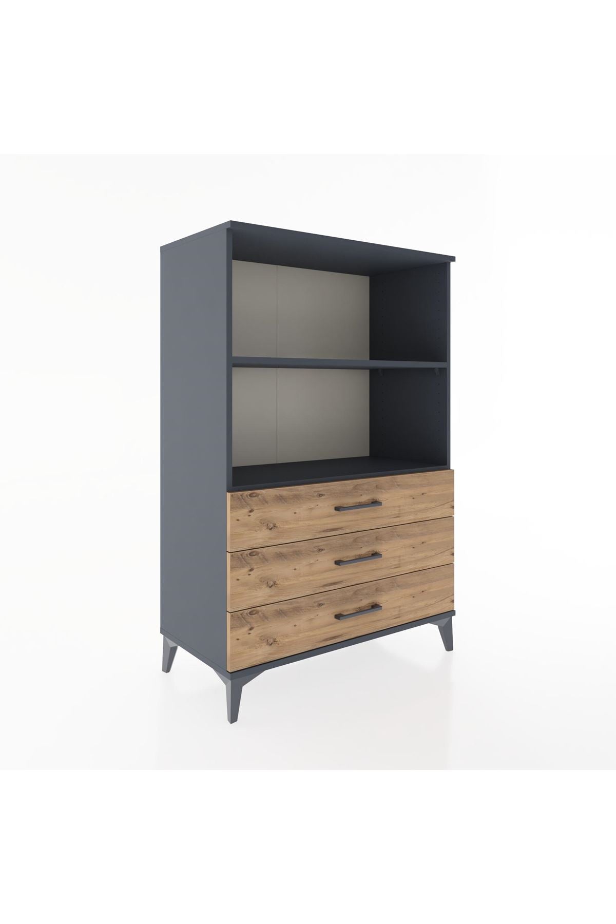 Hyperion Dolap 2 Raflı 3 Çekmeceli 88x44x134 Antrasit-Çam