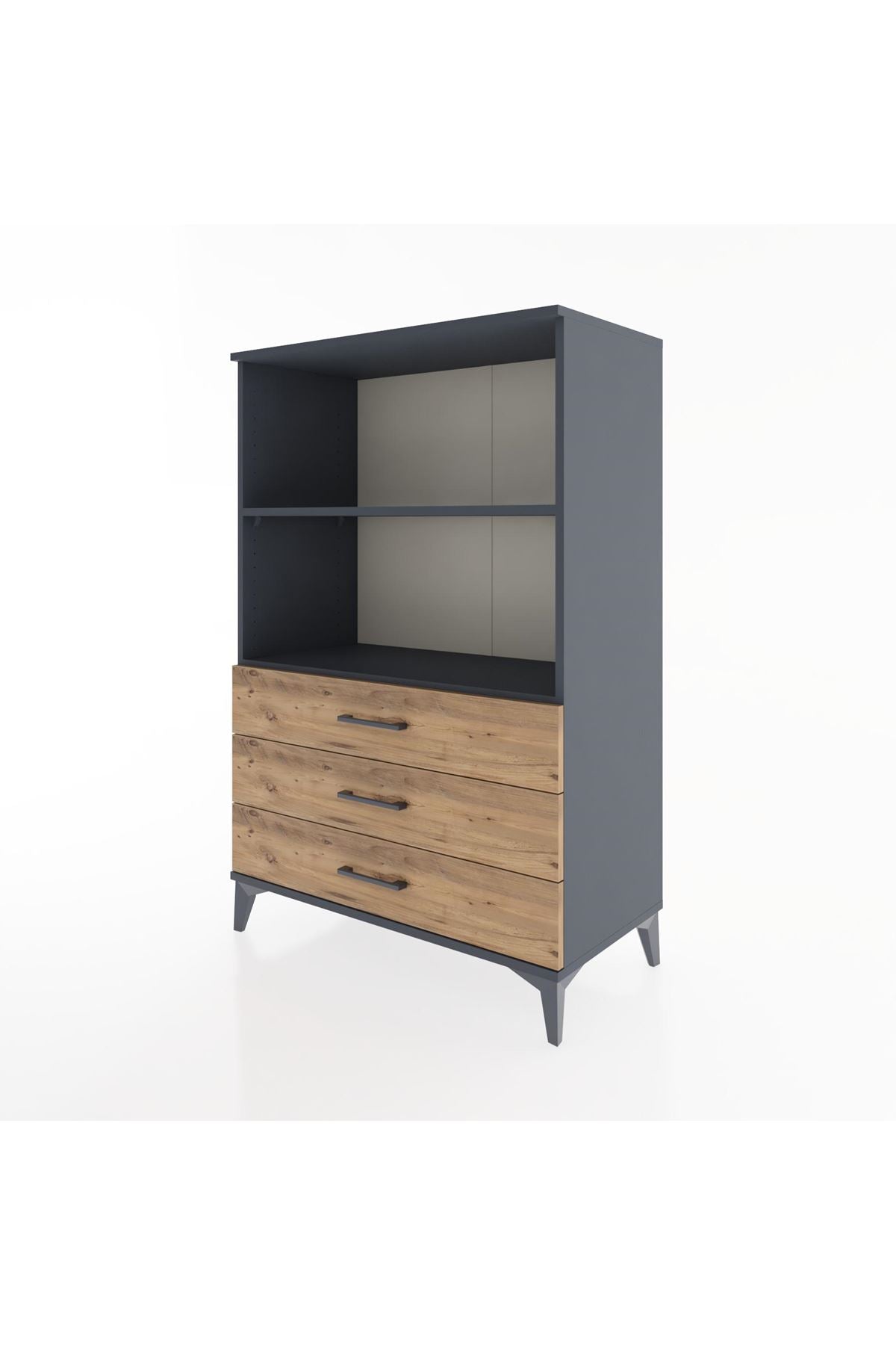 Hyperion Dolap 2 Raflı 3 Çekmeceli 88x44x134 Antrasit-Çam