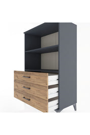 Hyperion Dolap 2 Raflı 3 Çekmeceli 88x44x134 Antrasit-Çam