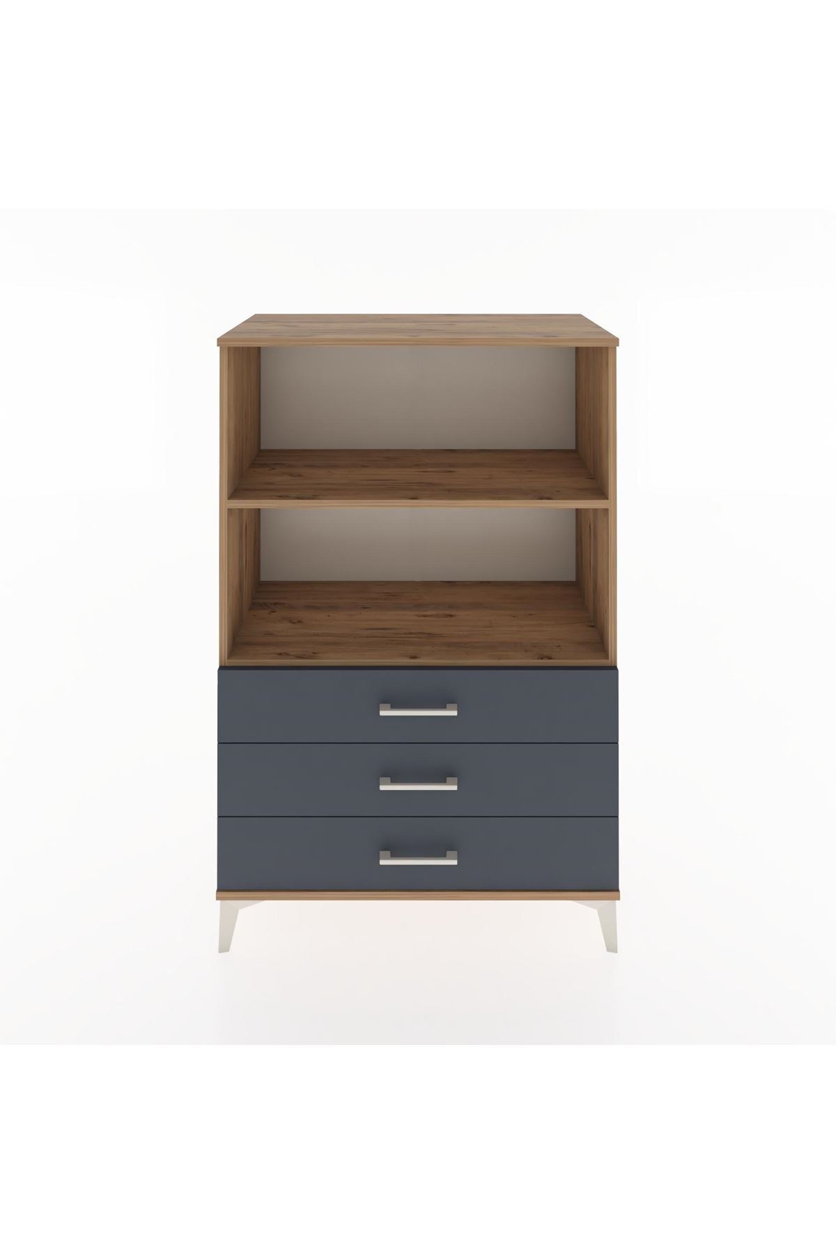 Hyperion Dolap 2 Raflı 3 Çekmeceli 88x44x134 Çam-Antrasit