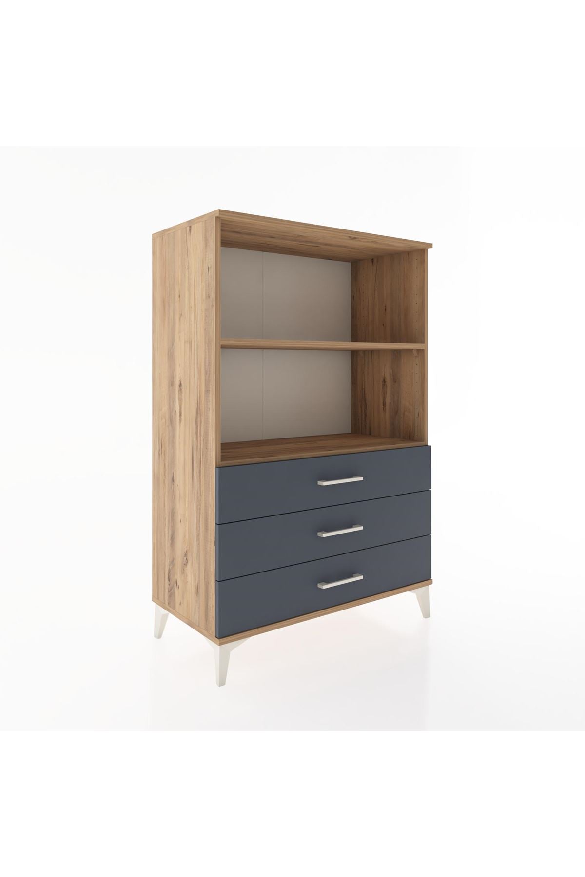 Hyperion Dolap 2 Raflı 3 Çekmeceli 88x44x134 Çam-Antrasit