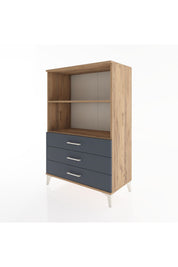 Hyperion Dolap 2 Raflı 3 Çekmeceli 88x44x134 Çam-Antrasit