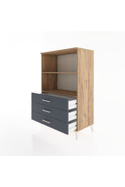 Hyperion Dolap 2 Raflı 3 Çekmeceli 88x44x134 Çam-Antrasit