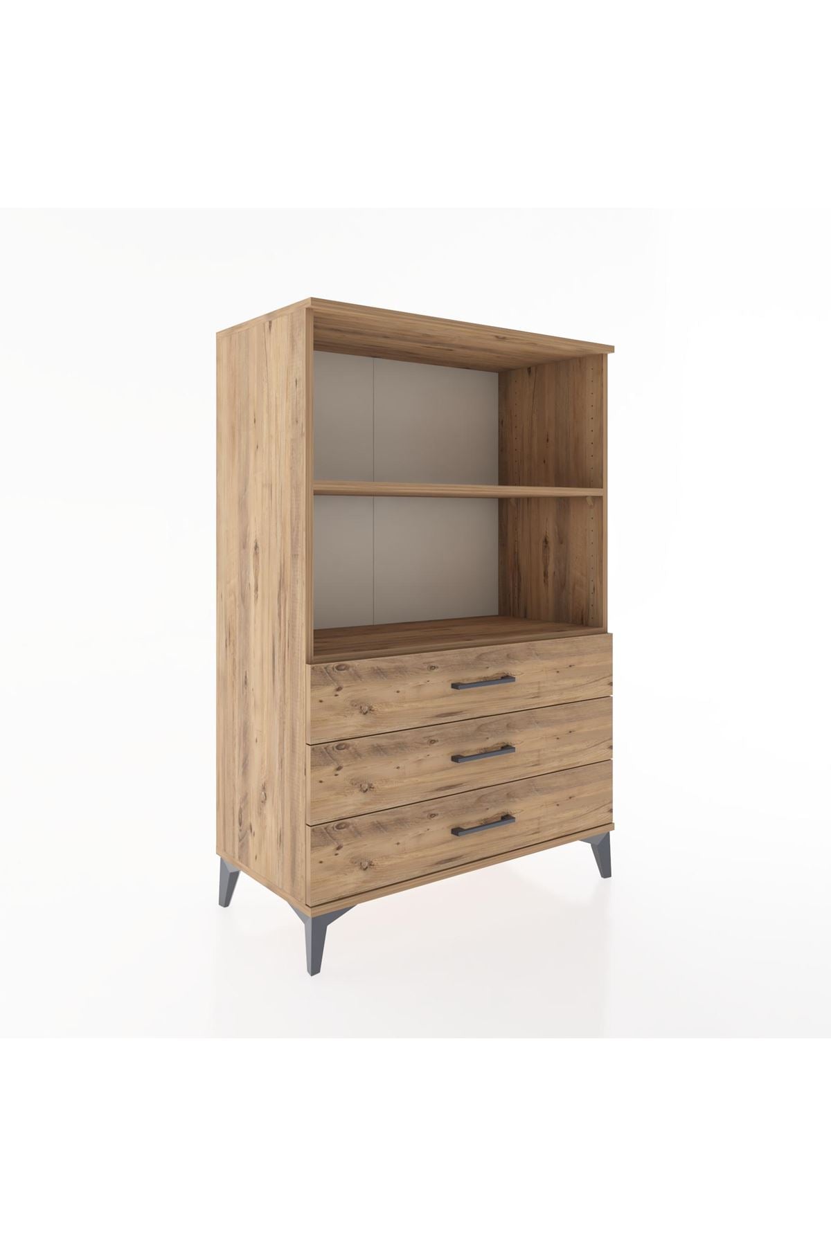 Hyperion Dolap 2 Raflı 3 Çekmeceli 88x44x134 Çam-Çam