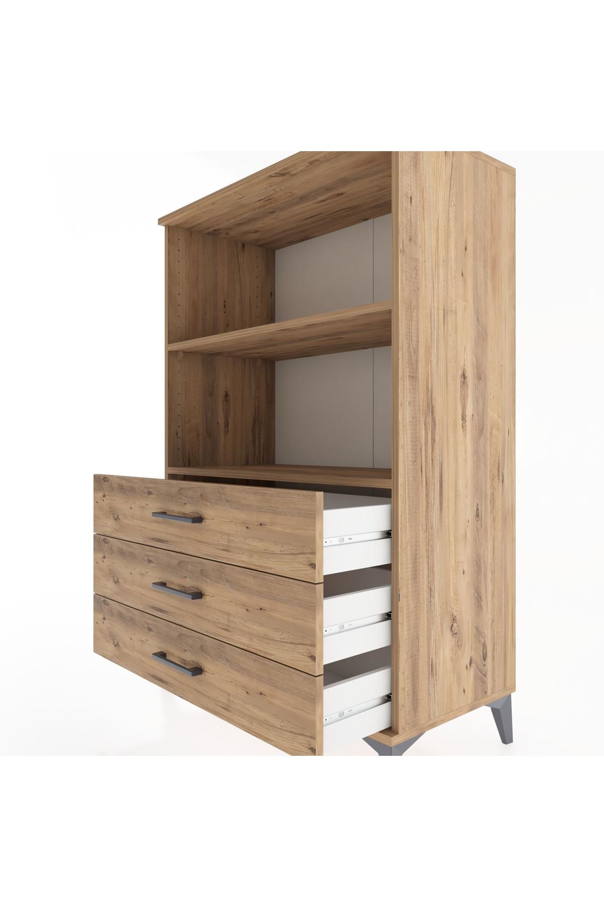 Hyperion Dolap 2 Raflı 3 Çekmeceli 88x44x134 Çam-Çam