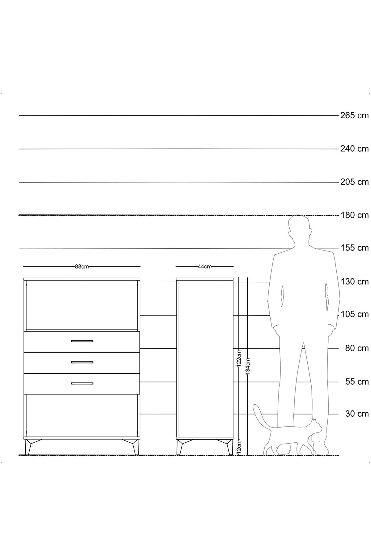 Hyperion Dolap Tek Raflı 3 Çekmeceli 88x44x134 Çam-Aytaşı