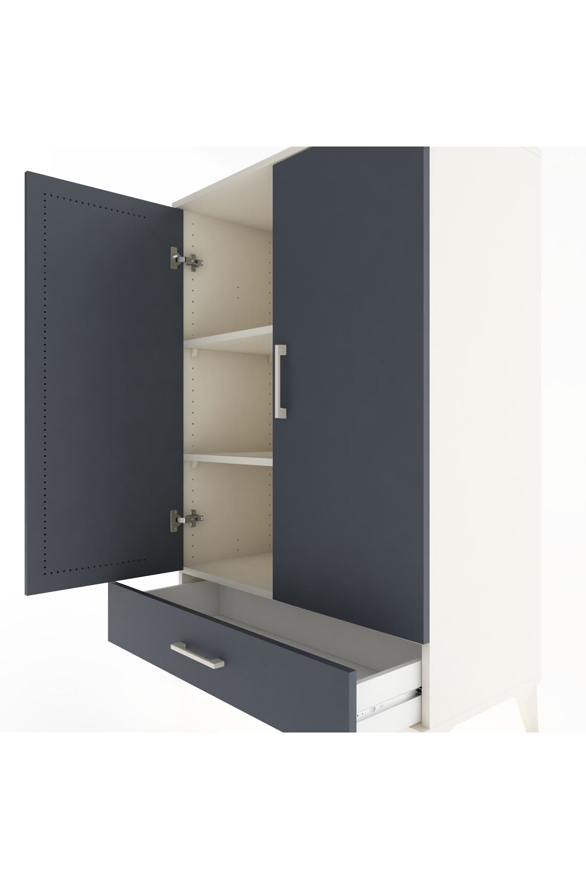 Hyperion Dolap 3 Raflı Tek Çekmeceli 2 Kapaklı 88x44x134 Aytaşı-Antrasit